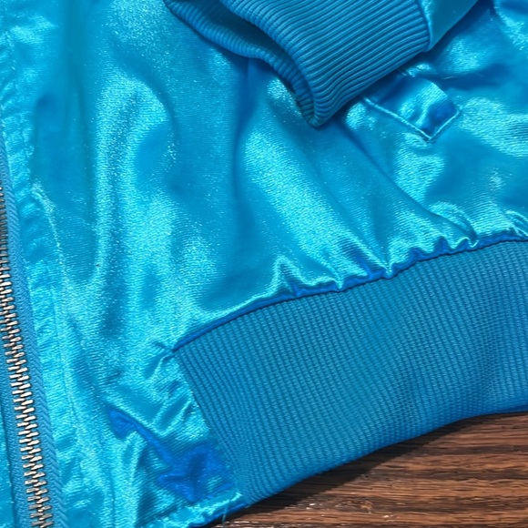 Girls satin bomber jacket and pop art leggings size 8. Great 90s costume! - Picture 5 of 9